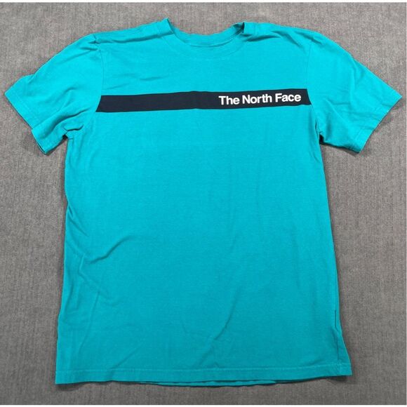 The North‎ Face T Shirt Mens M Teal Blue Outdoor Graphic Shirt Short Sleeve Tee - Picture 1 of 8